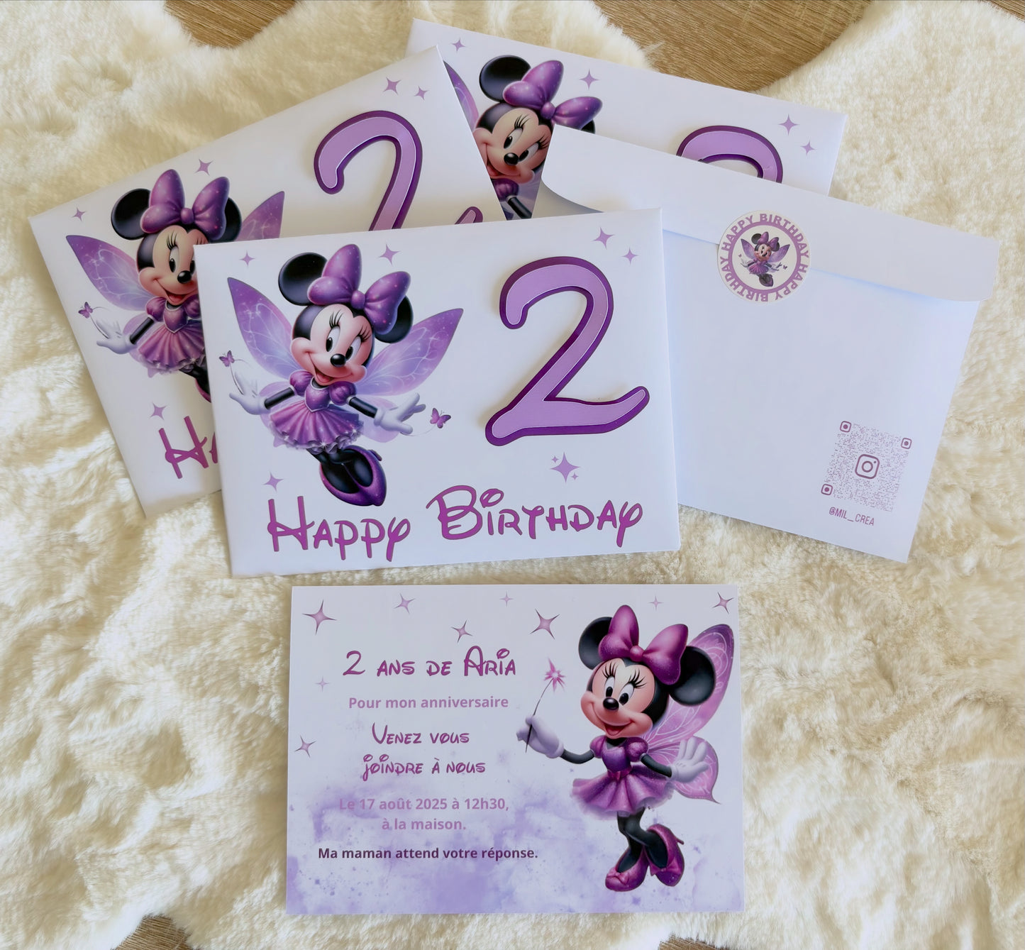 Invitation Thème Minnie Violet – Personnalisé