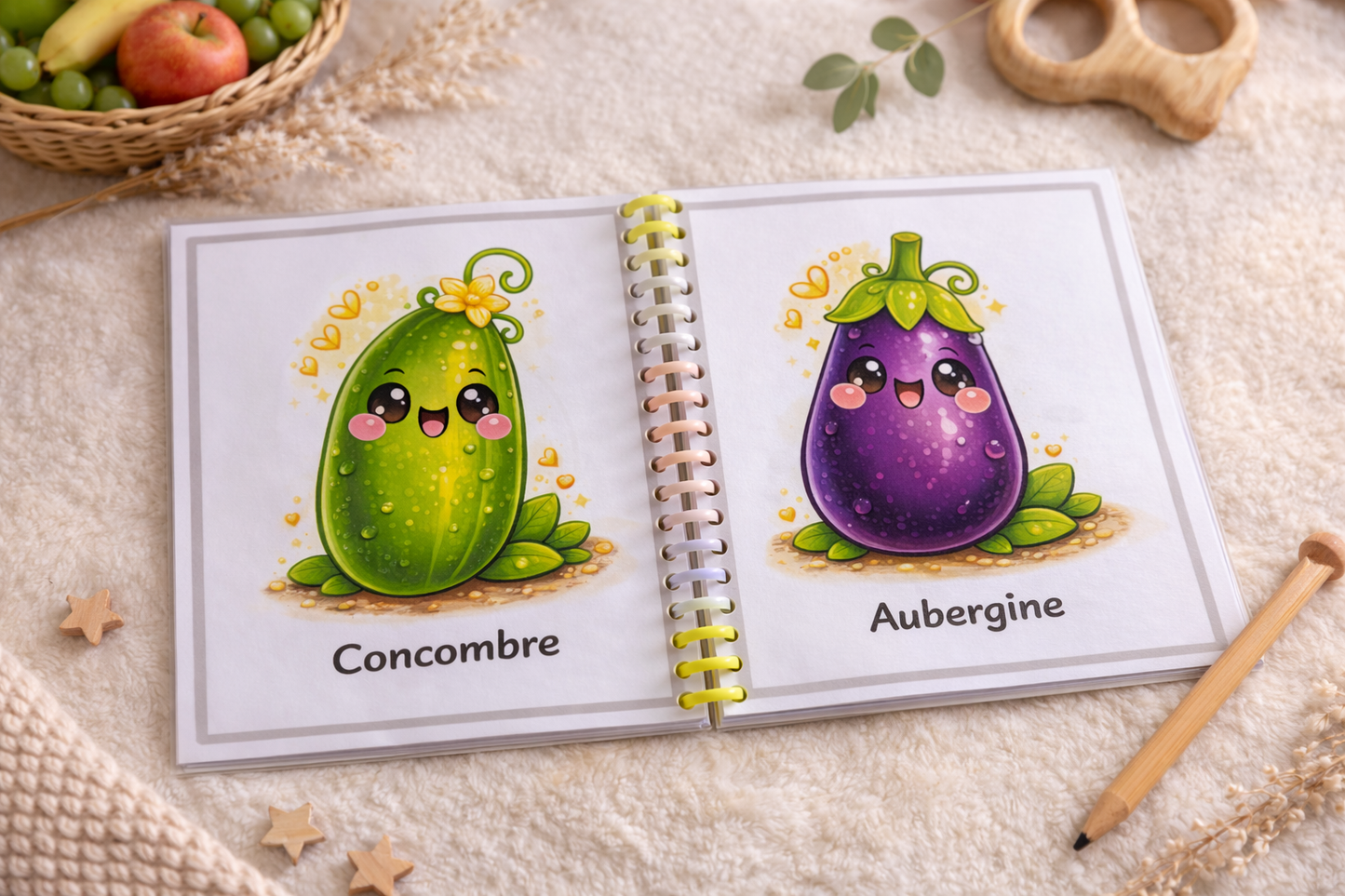Imagier animaux-fruits-legumes enfant A5 – Livret éducatif Montessori