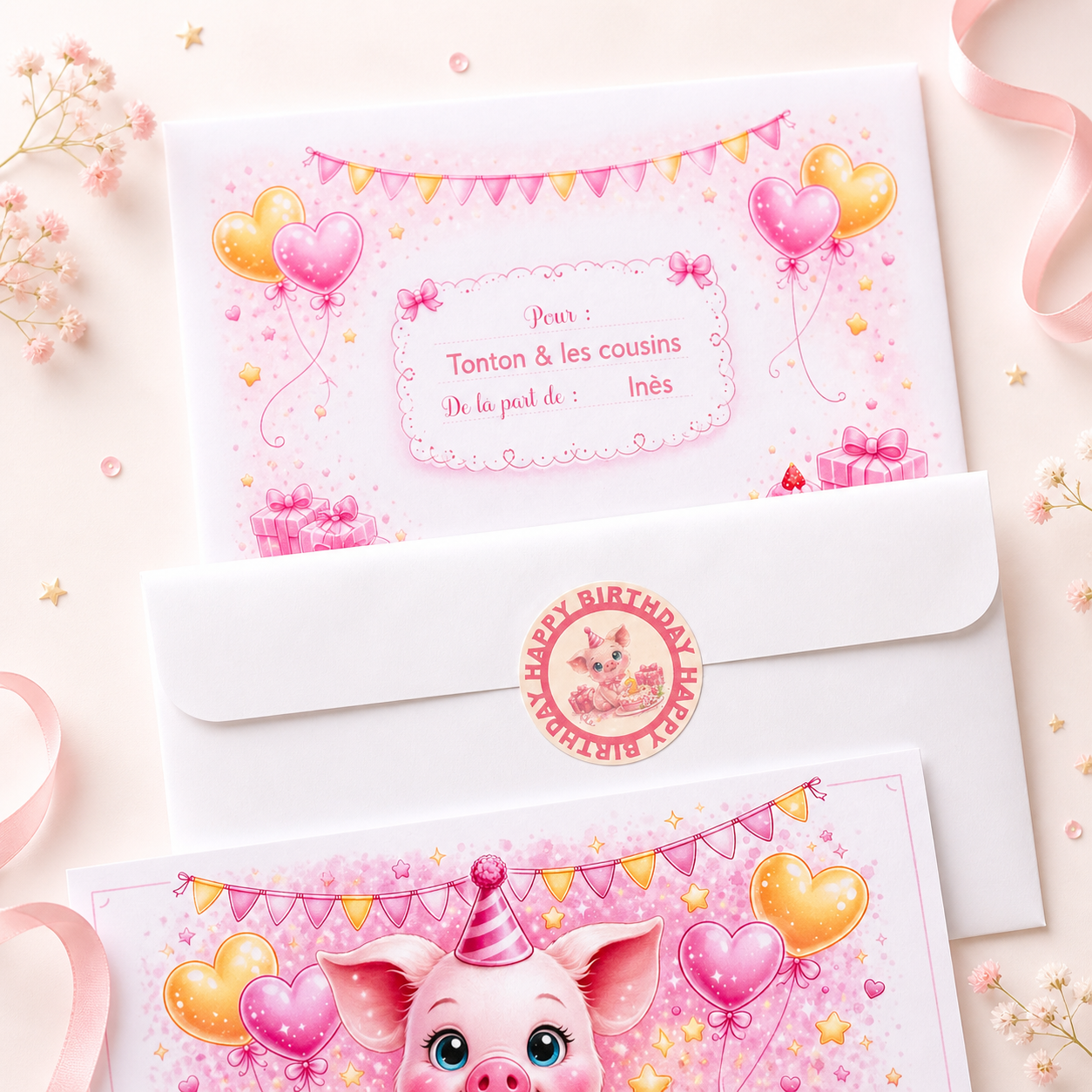Invitation Thème Cochon – Personnalisé