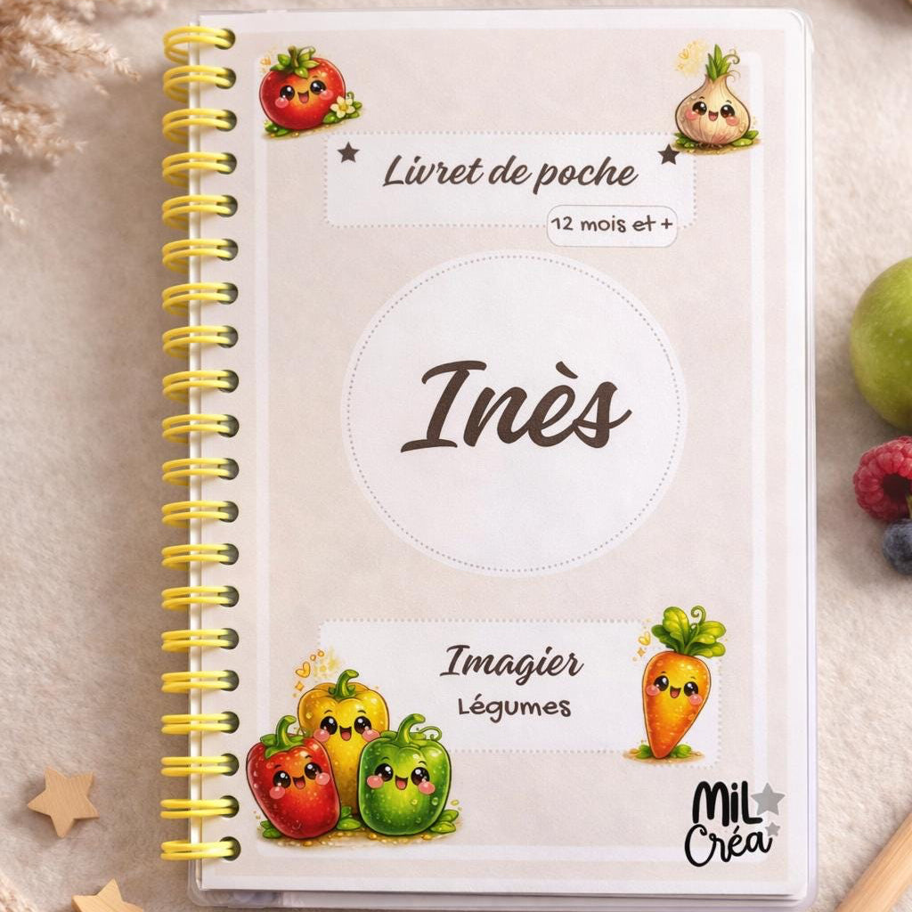 Imagier animaux-fruits-legumes enfant A5 – Livret éducatif Montessori