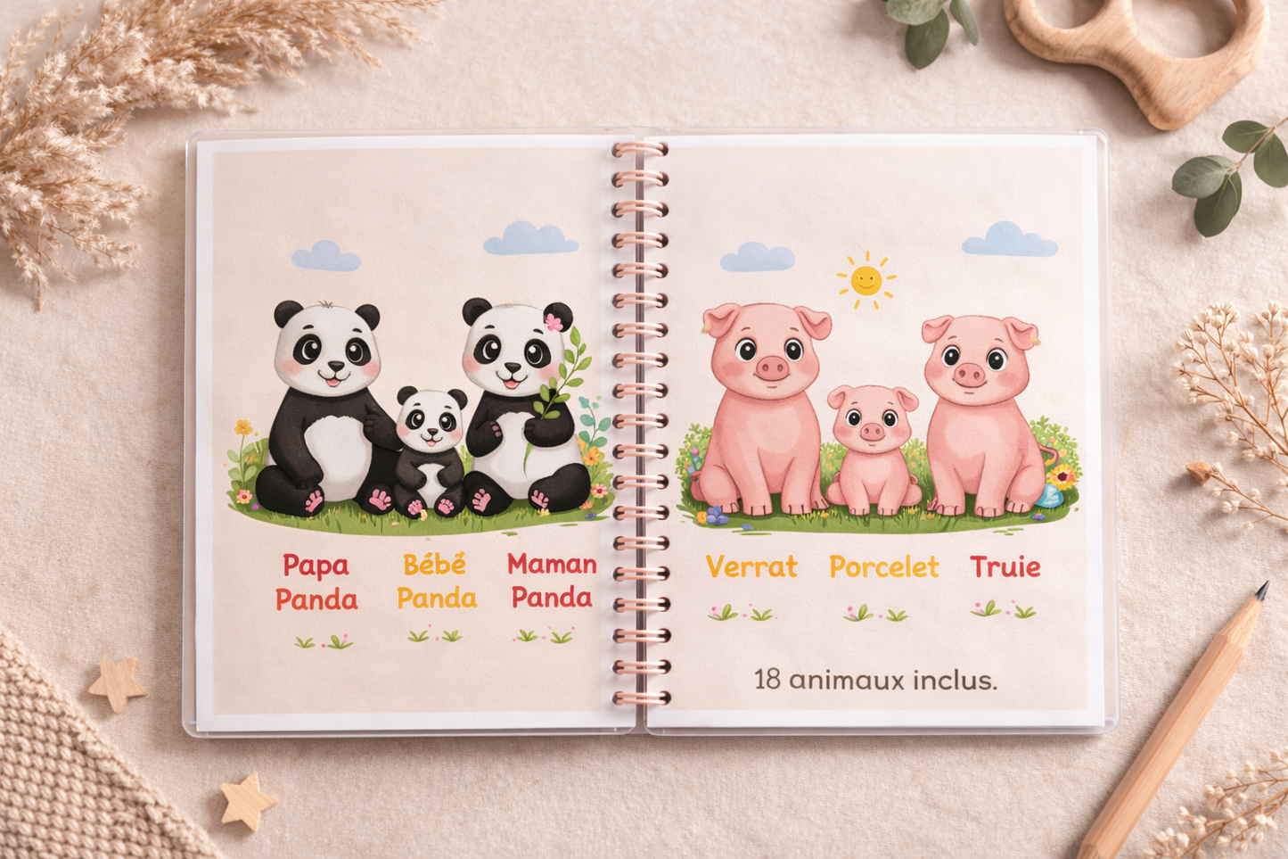 Imagier animaux-fruits-legumes enfant A5 – Livret éducatif Montessori