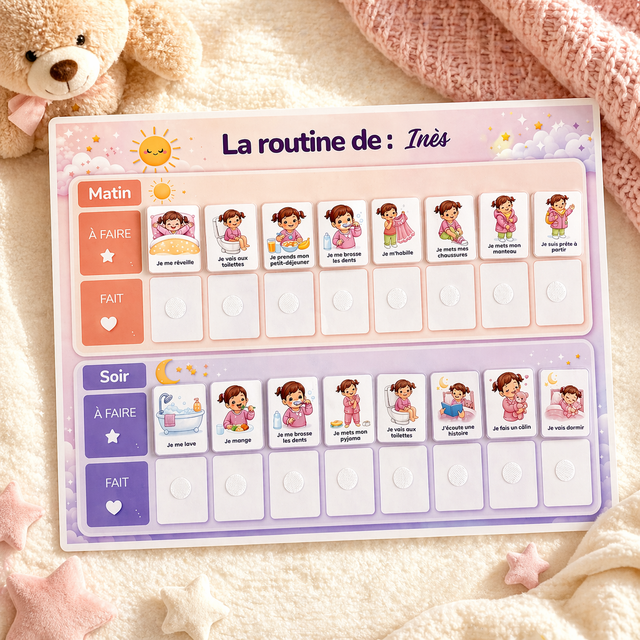 Tableau de routine personnalisé à scratch – Montessori enfant