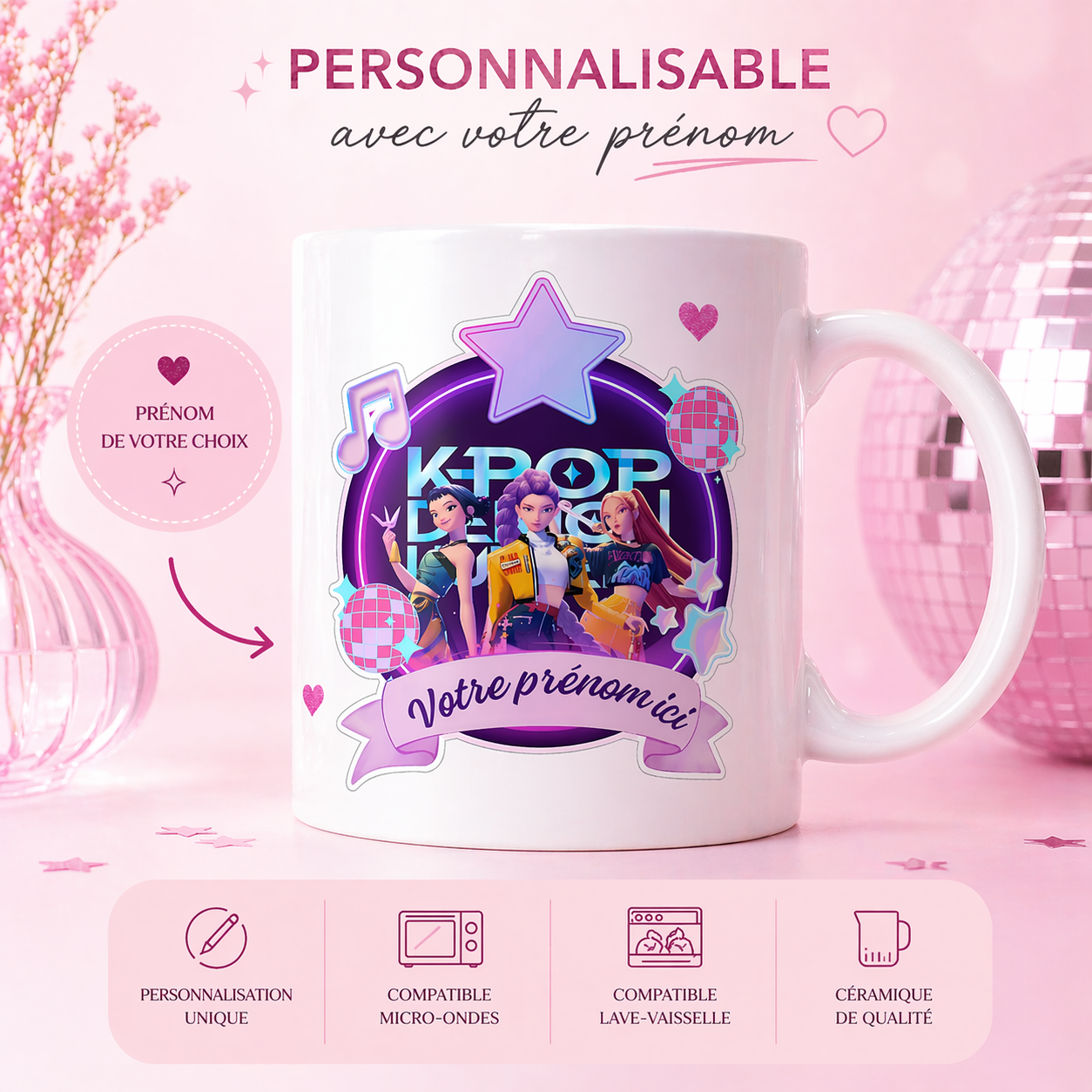 Mug K-POP personnalisé avec prénom