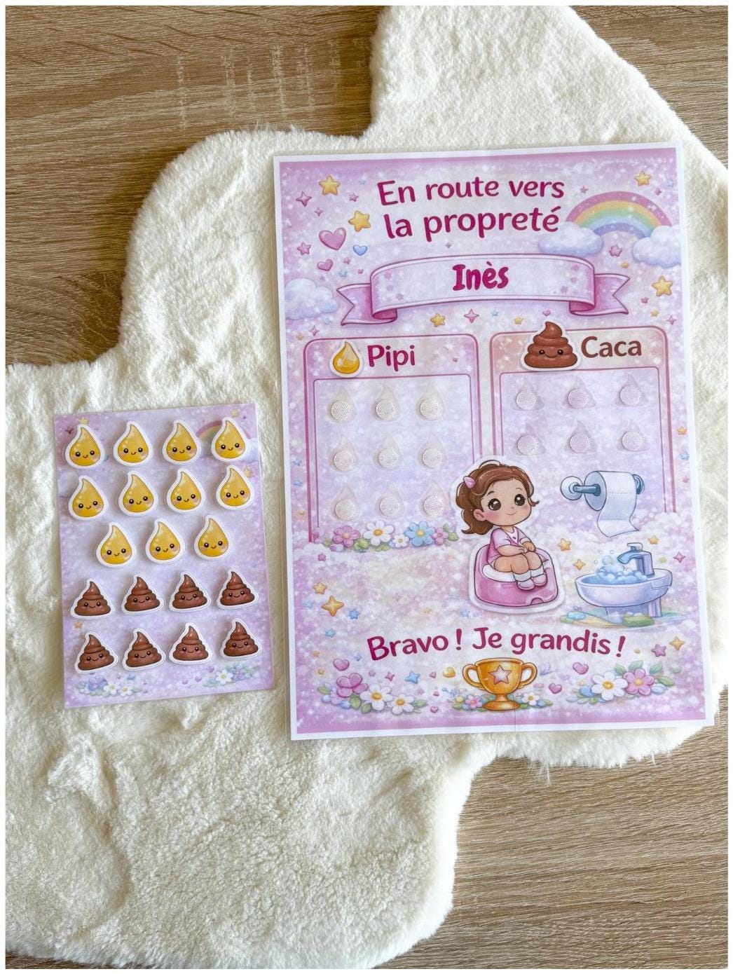 Tableau de propreté personnalisé – Fille ou Garçon – Méthode Montessori