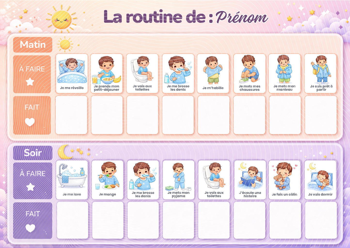 Tableau de routine personnalisé à scratch – Montessori enfant