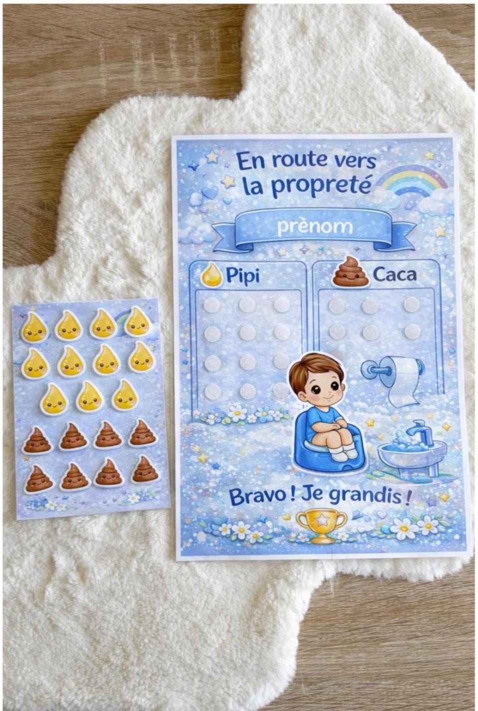 Tableau de propreté personnalisé – Fille ou Garçon – Méthode Montessori