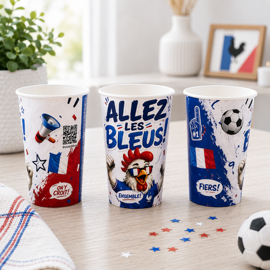 Gobelet Carton Personnalisé – Allez les Bleus - Lot de 2