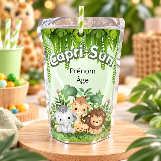 Étiquettes Capri-Sun Personnalisées (Lot de 4) – Baby Jungle