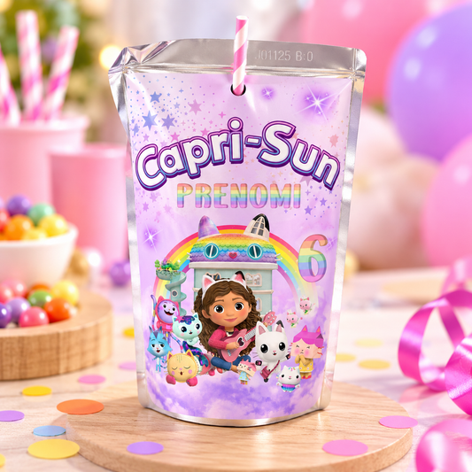 Exemple d’étiquette Capri-Sun Gabby personnalisée avec prénom et âge