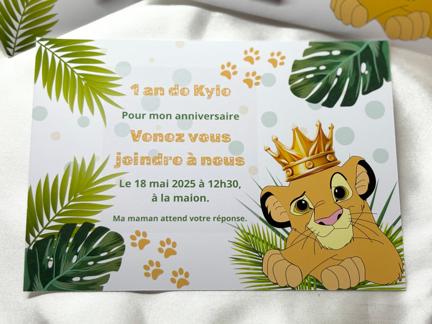 Invitation Thème Simba – Personnalisé
