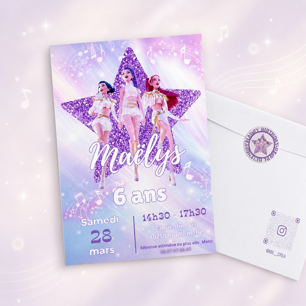 Invitation Thème KPOP – Personnalisé