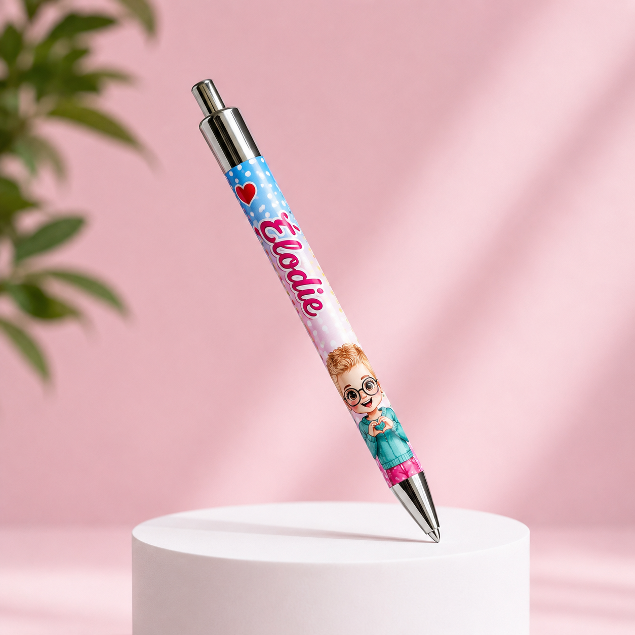 Stylo personnalisé prénom + illustration chibi