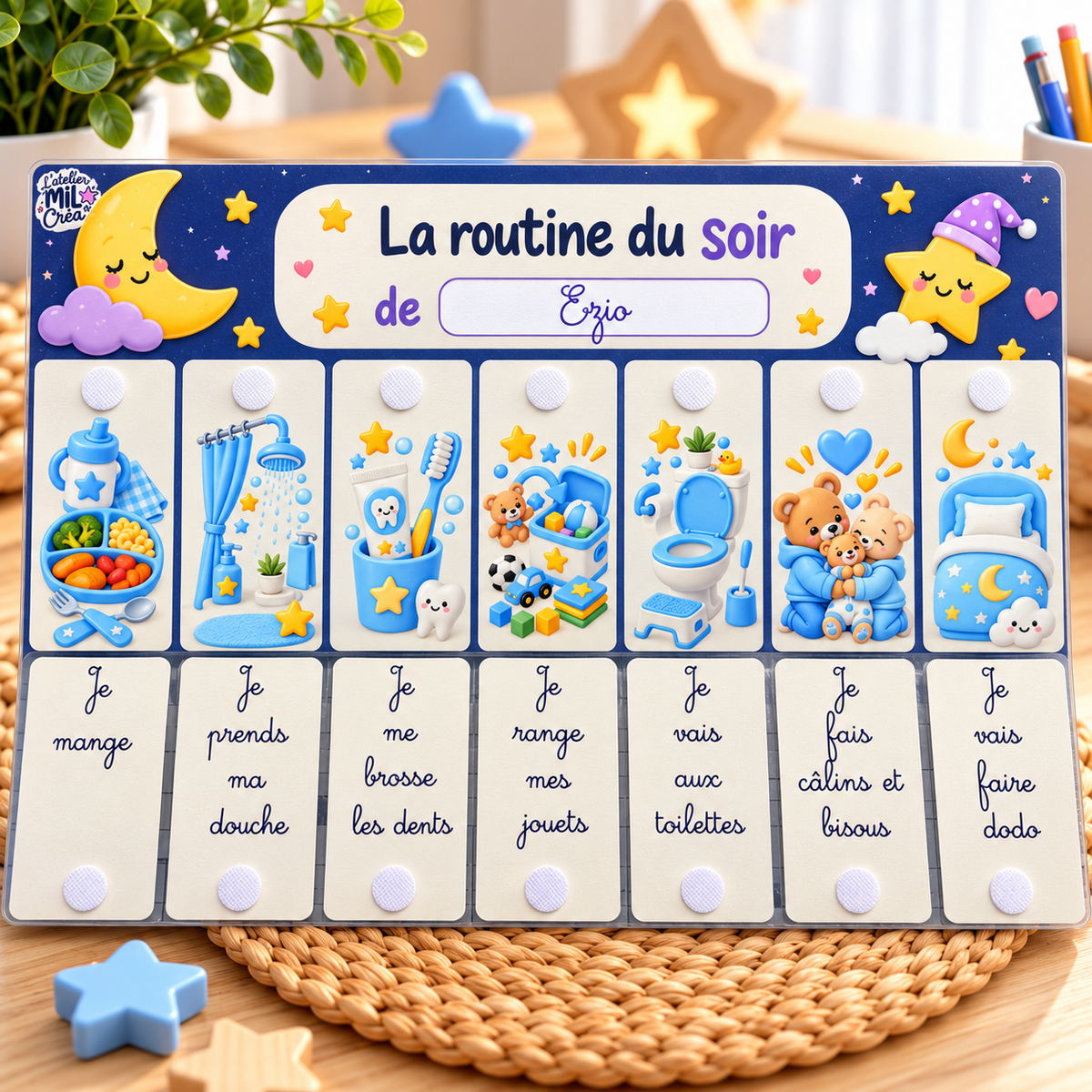 Fiches Routine Matin & Soir Personnalisables – Prénom & Activités
