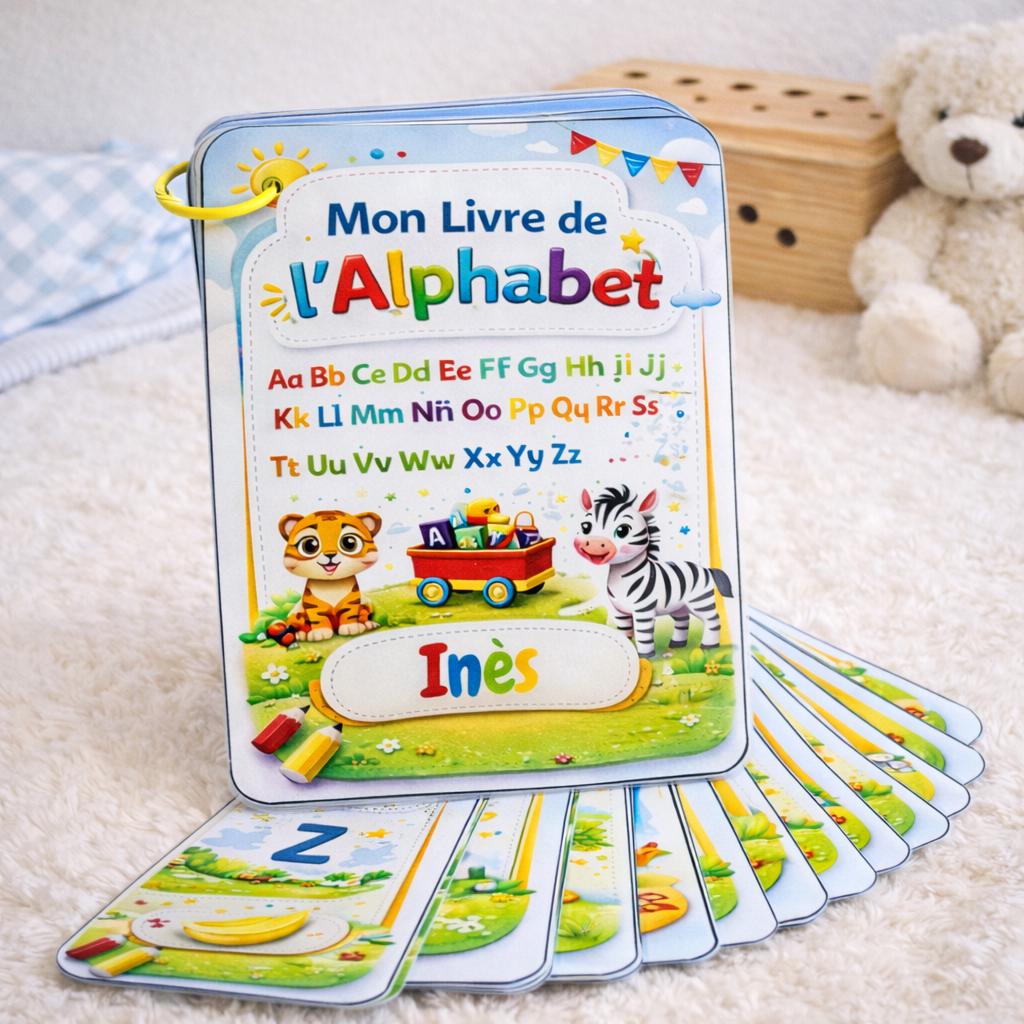 Imagier alphabet personnalisé – Apprentissage des lettres A à Z