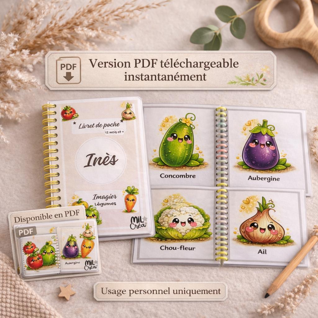 Printable Vegetable Picture Book for Babies PDF – Montessori Educational Booklet
