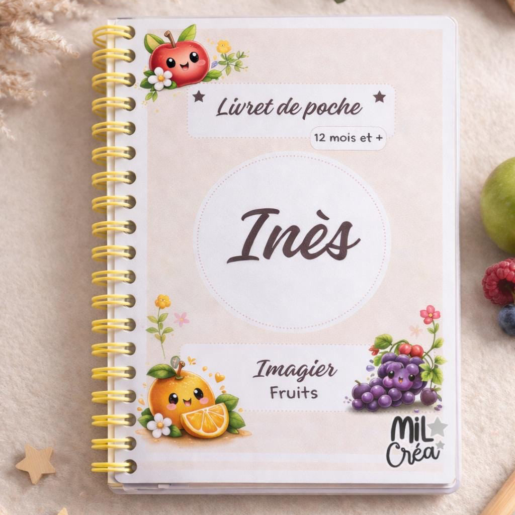 Imagier animaux-fruits-legumes enfant A5 – Livret éducatif Montessori