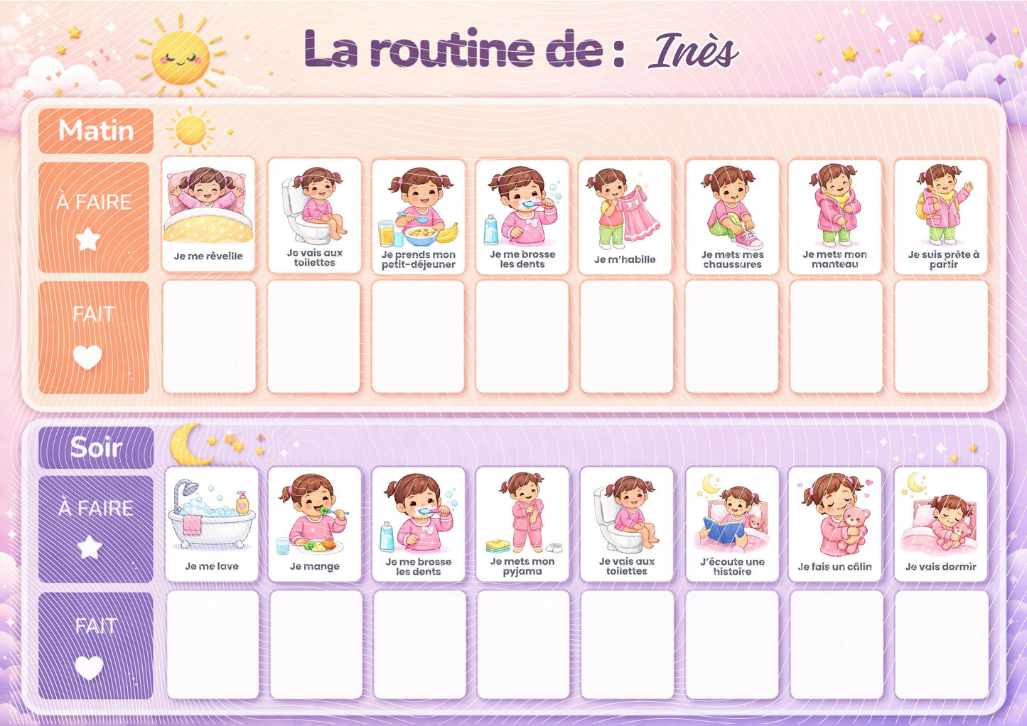 Tableau de routine personnalisé à scratch – Montessori enfant