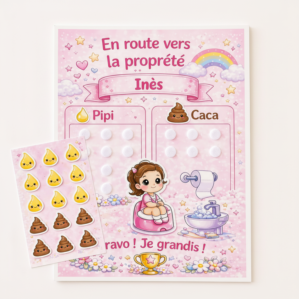 Tableau propreté rose sans bord
