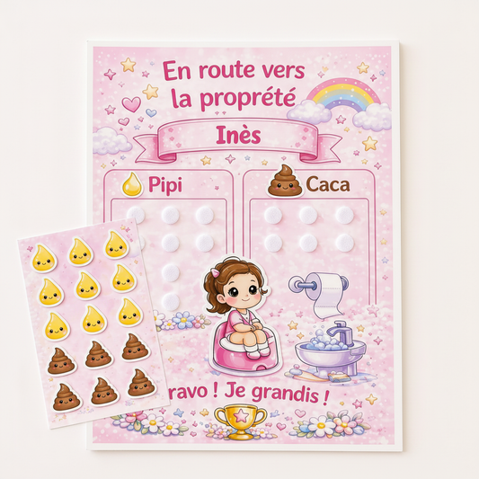 Tableau propreté rose sans bord